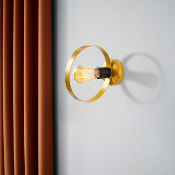 Lampa de perete opviq halka, 20x23 cm, E27, 100 W, negru / auriu - Img 9