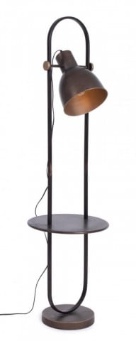 Lampadar bronz din metal, cu raft, E27 40W, ODD Bizzotto - Img 1