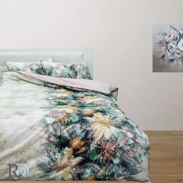 Lenjerie de pat, 100% bumbac, tesatura satin, maro deschis / ivoire, Roxyma Dream Astreya - Img 7