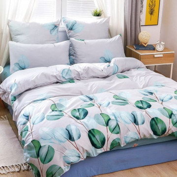 Lenjerie de pat cu elastic, policoton, pat 2 persoane, verde, 4 piese, E-73 - Img 2