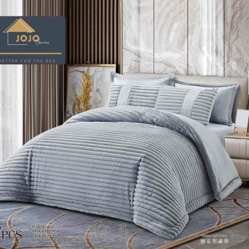 Lenjerie de pat cu elastic si pilota inclusa, blanita de iepure, pat 2 persoane, 6 piese, gri, LPEJ-02