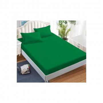 Lenjerie de pat cu elastic, tesatura tip finet, uni, pat 2 persoane, verde, 6 piese, FNE-193 - Img 2