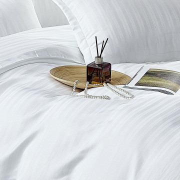 Lenjerie de pat, damasc, alb, 6 piese, pat 2 persoane, Jo-Jo, DM-059 - Img 4