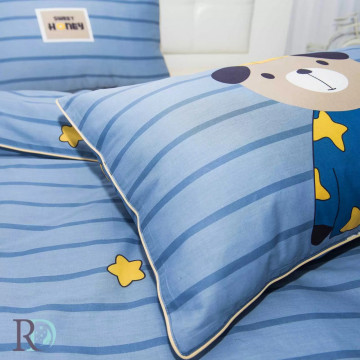 Lenjerie de pat pentru copii, 100% bumbac, tesatura satin, albastru, Roxyma Dream Honey - Img 3