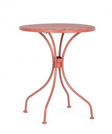 Masa de cafea pentru exterior rosu caramiziu din metal, ∅ 60 cm, Lizette Bizzotto - Img 1