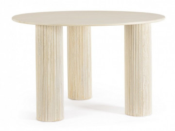 Masa dining pentru 6 persoane crem din lemn de Mango, ∅ 120 cm, Dacca Bizzotto - Img 1