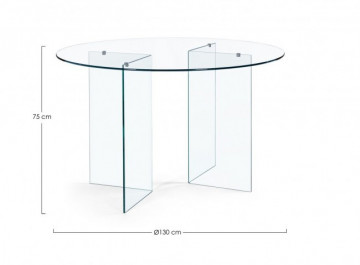 Masa dining pentru 6 persoane transparenta din sticla temperata, ∅ 130 cm, Iride Bizzotto - Img 2