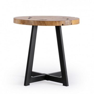 Masuta de cafea maro/neagra din lemn de Teak si metal, ∅ 50 cm, Elwood Bizzotto - Img 2