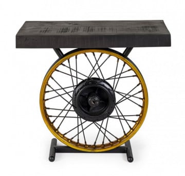Masuta de cafea neagra/galbena din lemn de Mango si metal, 60x35x53 cm, Wheel Bizzotto - Img 4