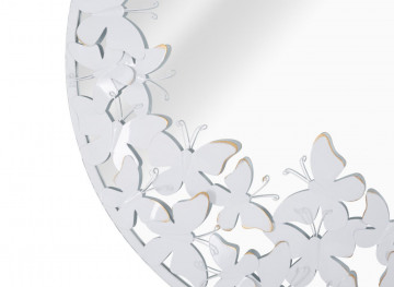 Oglinda decorativa alba cu rama din metal, ∅ 62,5 cm, Glam Butterflies Mauro Ferretti - Img 2