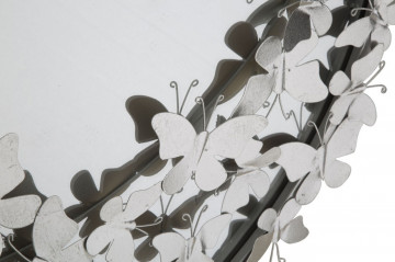 Oglinda decorativa argintie cu rama din metal, ∅ 91 cm, Butterflies Mauro Ferretti - Img 2