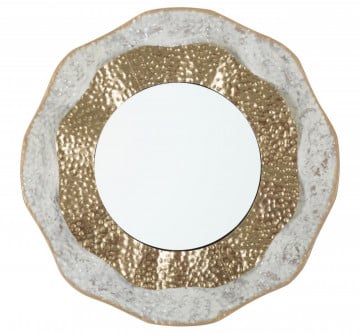 Oglinda decorativa aurie cu rama din metal, ∅ 54,5 cm, Shai Light Mauro Ferretti - Img 1