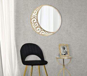 Oglinda decorativa aurie cu rama din metal, ∅ 72 cm, Astral Mauro Ferretti - Img 5