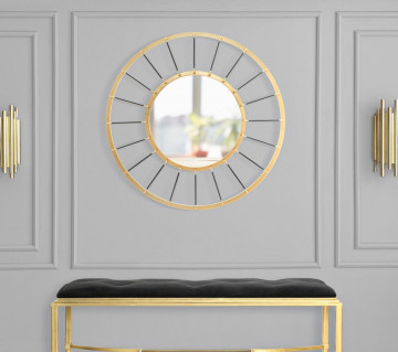 Oglinda decorativa aurie cu rama din metal, ∅ 81 cm, Glam Dark Mauro Ferretti - Img 5