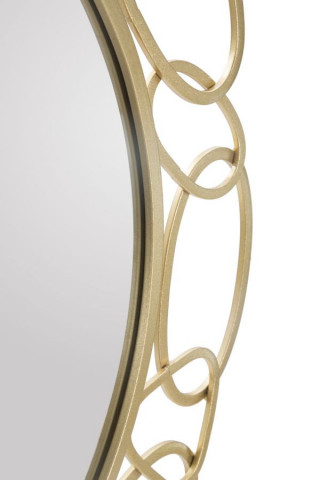 Oglinda decorativa aurie cu rama din metal, ∅ 84 cm, Glam Chain Mauro Ferretti - Img 4
