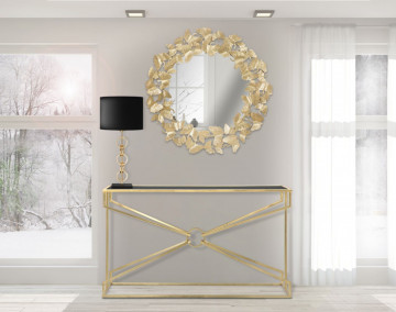 Oglinda decorativa aurie cu rama din metal, ∅ 87 cm, Glam Butterflies Mauro Ferretti - Img 6