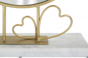 Oglinda decorativa aurie din metal si marmura, 30x39,5x9 cm, Hearts Mauro Ferretti - Img 3