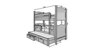 Pat etajat pentru copii cu saltele si sertare incluse, Leticia, ADRK Furniture - Img 12