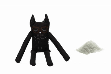 Perna in forma de pisica SomnArt, bumbac, umplutura sare, Negru - Img 1
