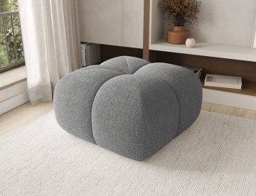 Puf Tapitat Covio 85x85x52 cm, gri Bouclé – Royal 04 - Img 3