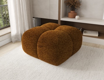 Puf Tapitat Covio 85x85x52 cm, maro Chenille – Kendell 22 - Img 3