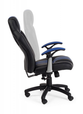Scaun de birou ajustabil negru/albastru din piele ecologica si metal, Spider Bizzotto - Img 5