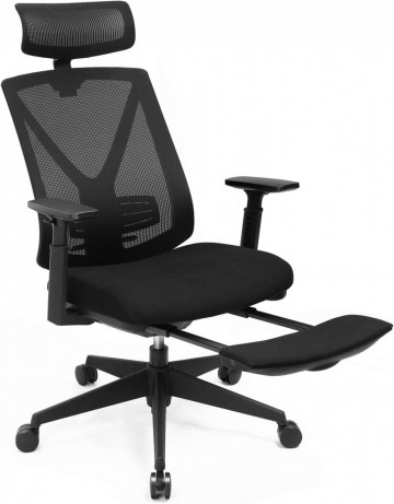 Scaun de birou ergonomic cu recliner, textil / metal, negru, Songmics - Img 2