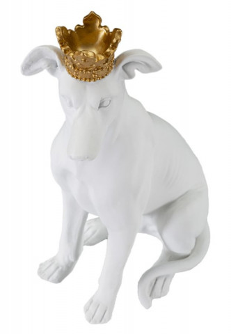 Sculptura caine alb din polirasina, 20x12,5x33 cm, Crowned Dog Mauro Ferretti - Img 4