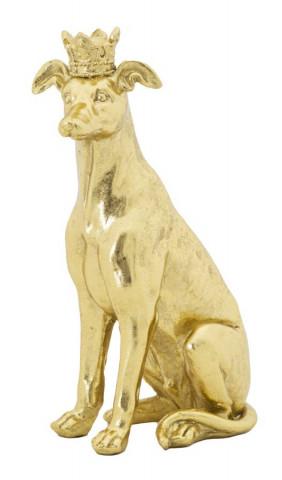 Sculptura caine auriu din polirasina, 20x12,5x33 cm, Crowned Dog Mauro Ferretti - Img 1