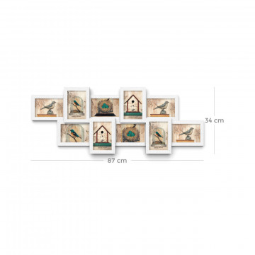 Set 10 rame foto tip colaj, 87 x 34 cm, MDF / polistiren, alb, Songmics - Img 7