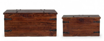 Set 2 cufere pentru depozitare maro din lemn de Acacia, 102 - 83 cm, Jaipur Bizzotto - Img 4