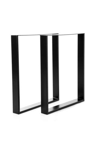Set 2 picioare masă metal, model cadru dreptunghiular, 72 × 60 cm, profil 60 × 20 mm, negru