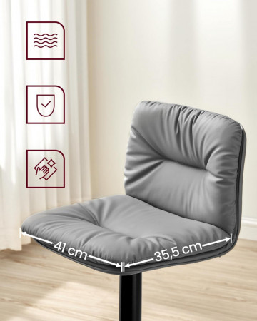 Set 2 scaune bar, 47 x 41 x 89-110 cm, piele ecologica / metal, gri, Vasagle - Img 9