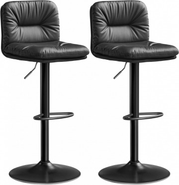 Set 2 scaune bar, 47 x 41 x 89-110 cm, piele ecologica / metal, negru, Vasagle - Img 1