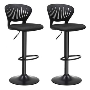 Set 2 scaune bar negre din tesatura si metal, 40x42x85 cm Vasagle - Img 1