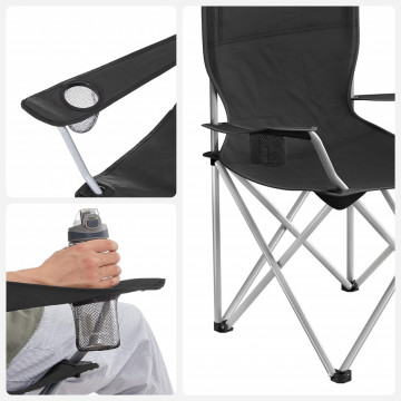 Set 2 scaune camping, metal / textil, negru, Songmics - Img 6