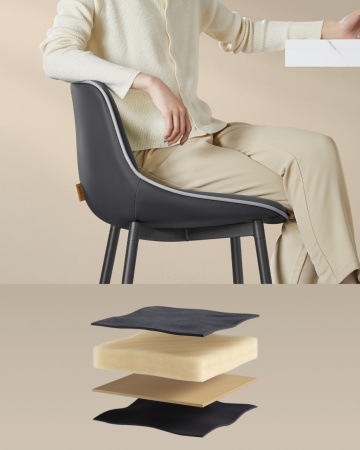 Set 2 scaune de bar, 50 x 49,5 x 87,5 cm, metal / piele ecologica, negru, Vasagle - Img 8