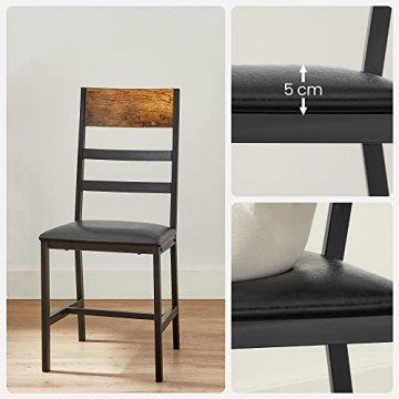 Set 2 scaune dining, PAL melaminat / metal, maro / negru, Vasagle - Img 6
