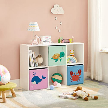 Set 3 cutii depozitare pentru copii, 30 x 30 x 30 cm, textil, multicolor, Songmics - Img 3