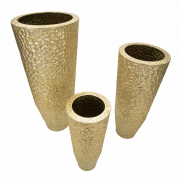 Set 3 vaze aurii din metal, Ø 50,8 cm / Ø 40 cm / Ø 29,8 cm, Glasy Mauro Ferreti - Img 3