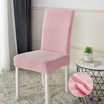 Set 6 huse elastice pentru scaun, catifea, roz pal, HCJS-01 - Img 1