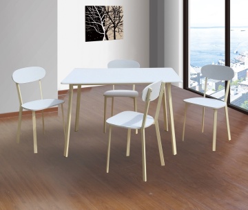 Set dining/bucatarie Bedora Osso, masa cu 4 scaune, 110 x 70 x 75 cm, metal/MDF - Img 2