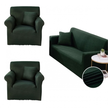 Set huse elastice, canapea 3 locuri + 2 fotolii, cu brate, Uni, verde inchis, SHEJ-41 – prezentare vizuală a produsului