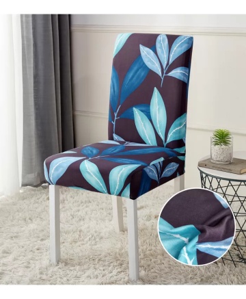 Set Huse Elastice pentru Scaun, 4 Piese, Cu Elastic, Bleu Flowers, HEJS-07 – imagine de produs din seria de prezentare