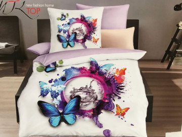 Set lenjerie de pat bumbac saten 100% Sheldon | Hobby Home | albastru prăfuit | geometric | 6 piese | 2 persoane - Img 2