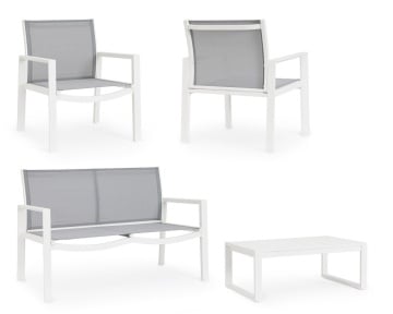 Set mobilier de gradina, 4 piese, metal / textilena, alb / gri, Kallen Yes - Img 2