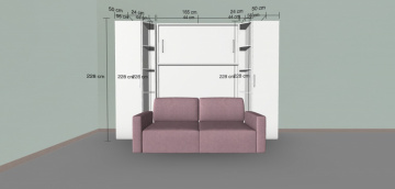 Set pat rabatabil dublu cu canapea de 2 locuri si 2 dulapuri Royal Single (50 cm) - ROYAL SMALL WARDROBE&SOFA SET (150X200) - Img 3