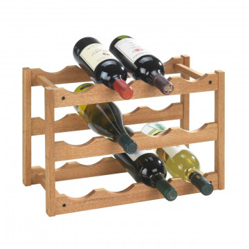 Suport 12 sticle de vin Norway, Wenko, 21 x 28 x 42 cm, lemn de nuc, natur - Img 1