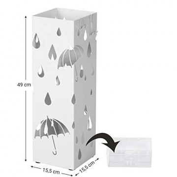 Suport umbrela, 15.5 x 15.5 x 49 cm, metal, alb, Songmics - Img 8