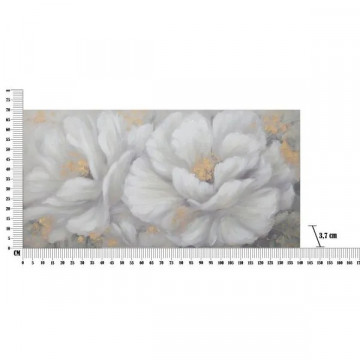 Tablou decorativ alb / auriu din lemn de pin si panza, 140 x 3,7 x 70 cm, Flower Mauro Ferreti - Img 5